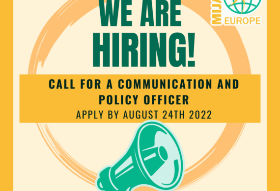 Call for Communication and Policy Officer. Apply by 24th August